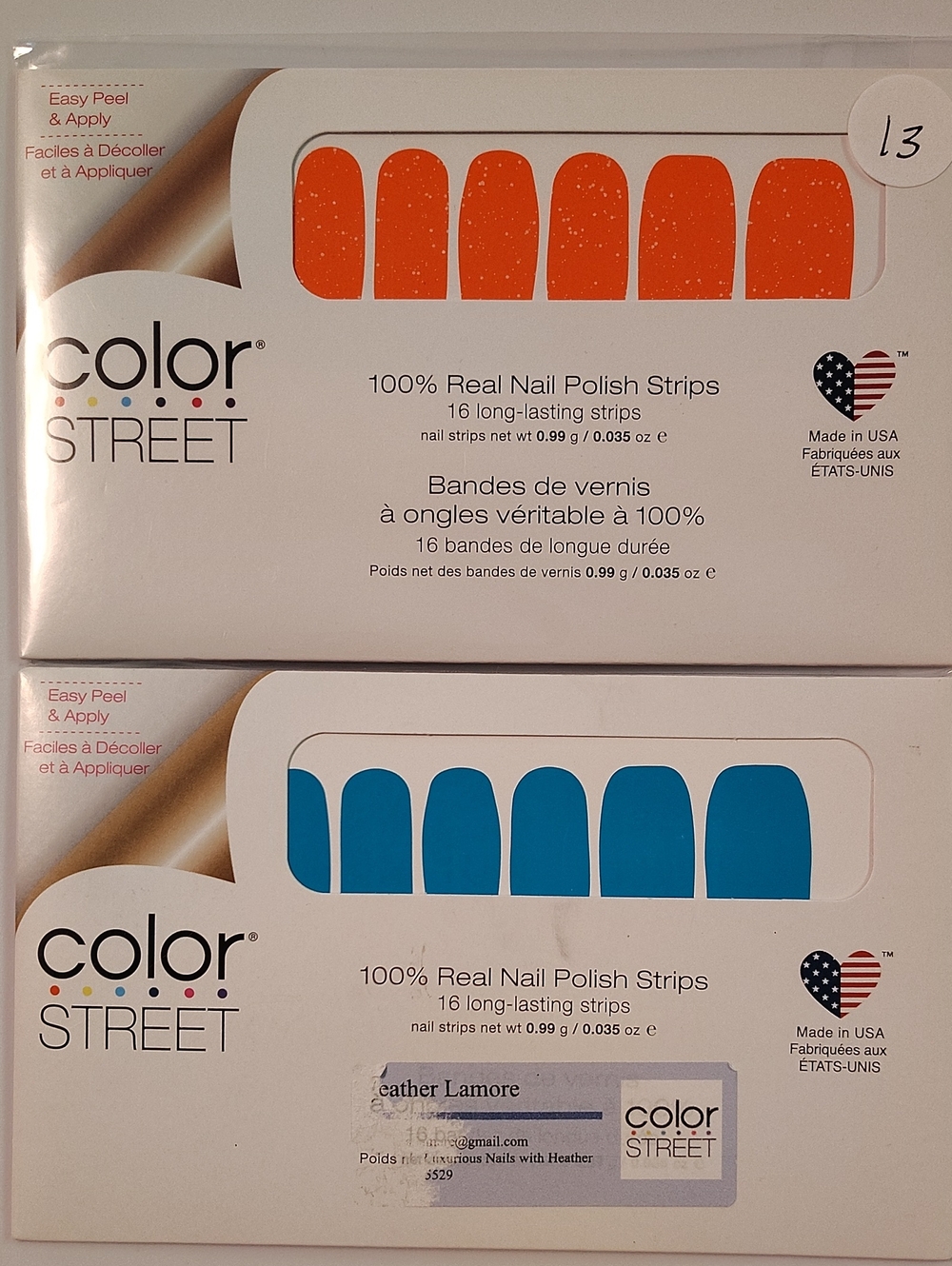 Color Street Orange & Blue Nail Polish Strips Duo